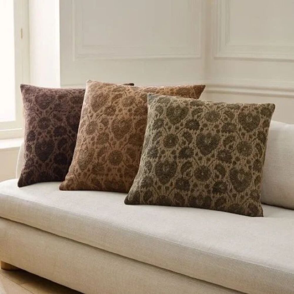 West Elm Chenille Jacquard Paisley Pillow Cover blue bundle of 2 24X24